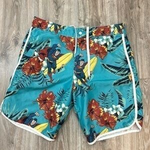 Superman men swimming trunks size Large  in turquoise